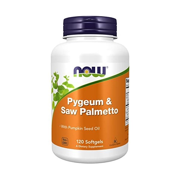 Now Foods, Pygeum & Saw Palmetto, 120 Gélules, Testé en Laboratoire, Huile de Pépins de Courge, Palmier Nain, Sans Gluten, Sa