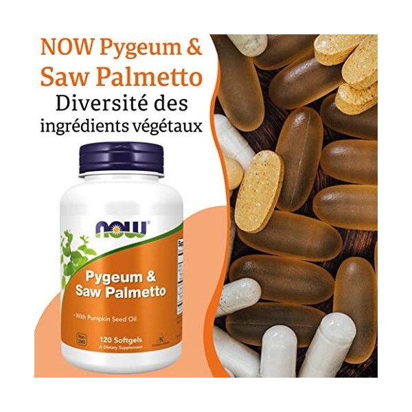 Now Foods, Pygeum & Saw Palmetto, 120 Gélules, Testé en Laboratoire, Huile de Pépins de Courge, Palmier Nain, Sans Gluten, Sa