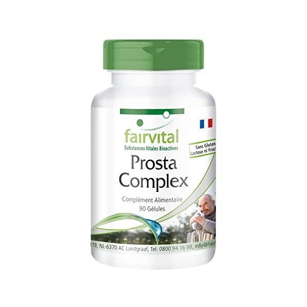 Fairvital | Complexe de la prostate - boite de 3 mois - végan - dosage élevé - 90 capsules - avec le sélénium, le zinc, saw p