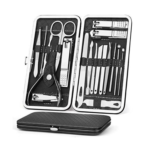 Coolzon kit Manucure Pedicure,19pcs Coupe Ongle,Cisaillement des Ongles, La Maison ou le Voyage Peut êtreTransporté, Outils d