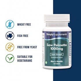 Saw Palmetto 1000mg | 120 Comprimés |Adapté aux Végétaliens |Jusqu’à 2 mois de Bienfaits |SimplySupplements