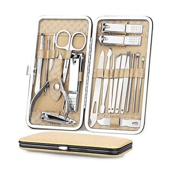 Coolzon kit Manucure Pedicure,19pcs Coupe Ongle,Cisaillement des Ongles, La Maison ou le Voyage Peut êtreTransporté, Outils d