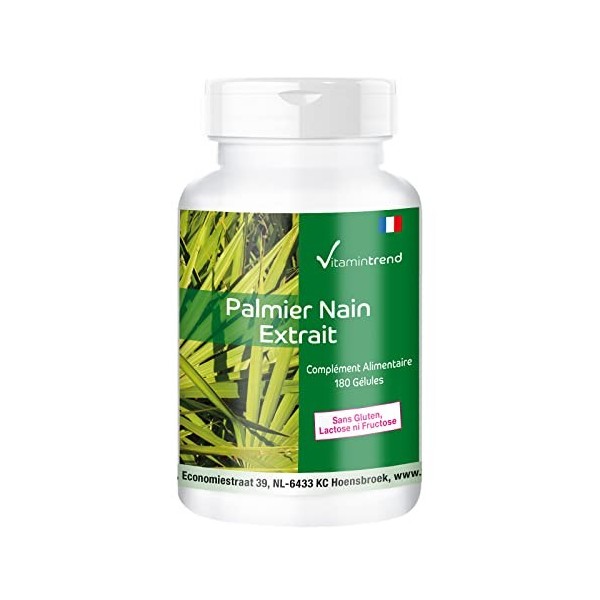 Extrait de palmier nain 300mg - 180 gélules - végétalien - fortement dosé | Vitamintrend®