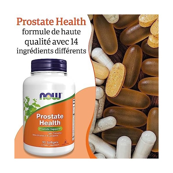 Now Foods, Prostate Health, au Palmier Nain et aux Phytostérols, 90 Capsules, Testé en Laboratoire, Sans Soja, Sans Gluten, S