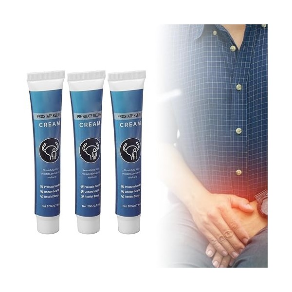 Alaaner 3 Pièces Crème pour la Prostate Pâte à Absorption Facile Suppléments de santé de la Prostate pour Hommes 20g pour le 