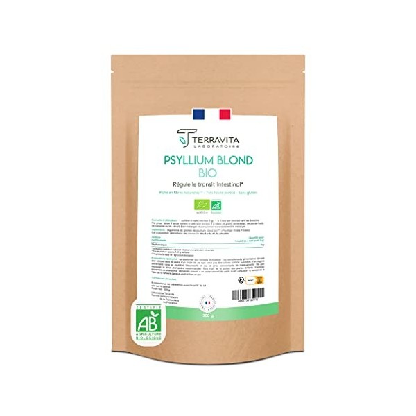 PSYLLIUM Blond BIO | Téguments Husk Purs à 99% | Fibres Douces Naturelles pour Digestion et Transit | Riche en Mucilages pour