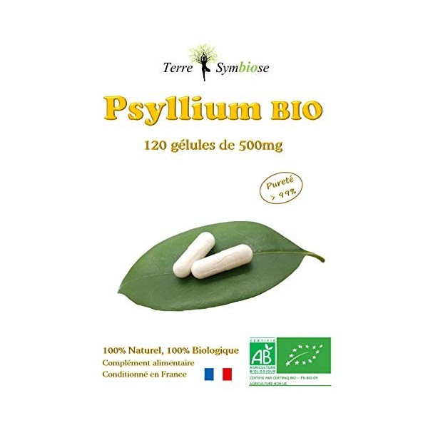 Tégument de Psyllium Bio - 120 gélules de 500 mg