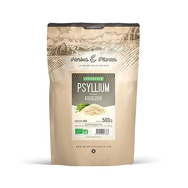 Herbes Et Plantes Psyllium Blond Bio 99 % Pur Téguments 500 g