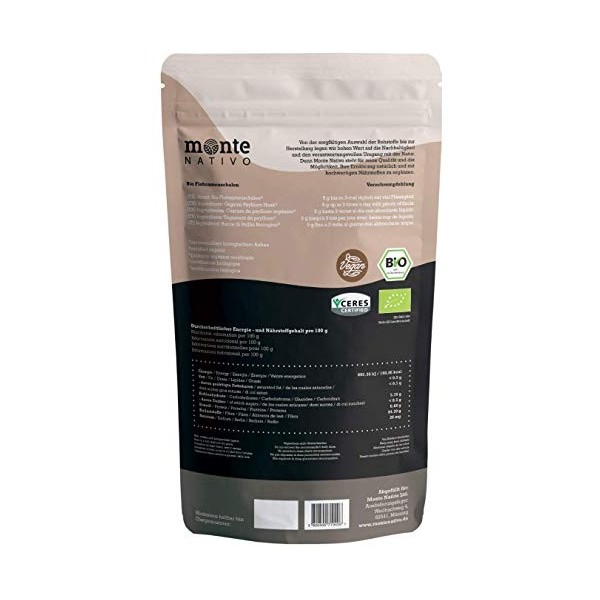 Tégument de Psyllium biologique par MonteNativo - 500 g | Pureté 99% | Tégument de Psyllium dInde, testé et conditionné en A