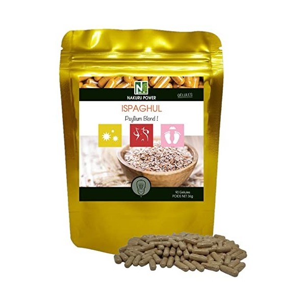 NAKURU | Ispaghul | GammePower | Fabriqué en France | "Psyllium Blond !" | 90 Gélules de 400mg / Poids Net: 36g 