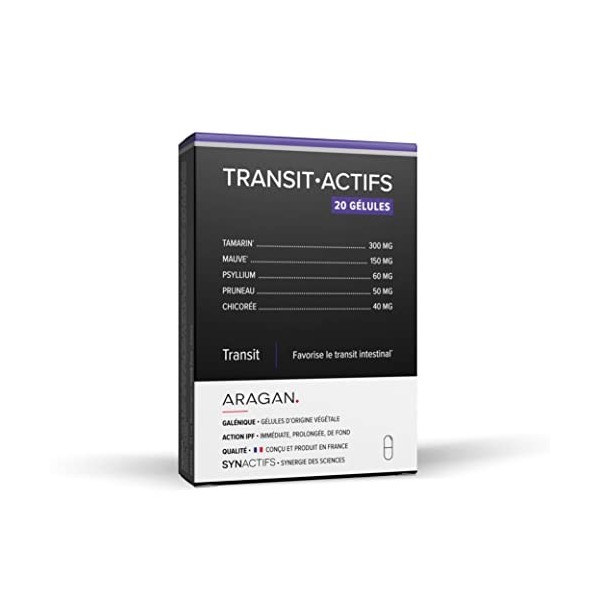 ARAGAN - Synactifs - Transitactifs - Complément Alimentaire Transit Intestinal - Tamarin, Mauve, Psyllium, Pruneau, Chicorée 