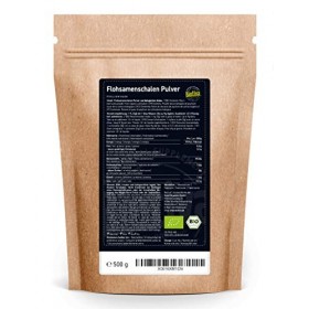 Biotiva Psyllium en poudre Bio 500g - moulu - qualité alimentaire - Psyllium - riche en fibres alimentaires - Mis en bouteill