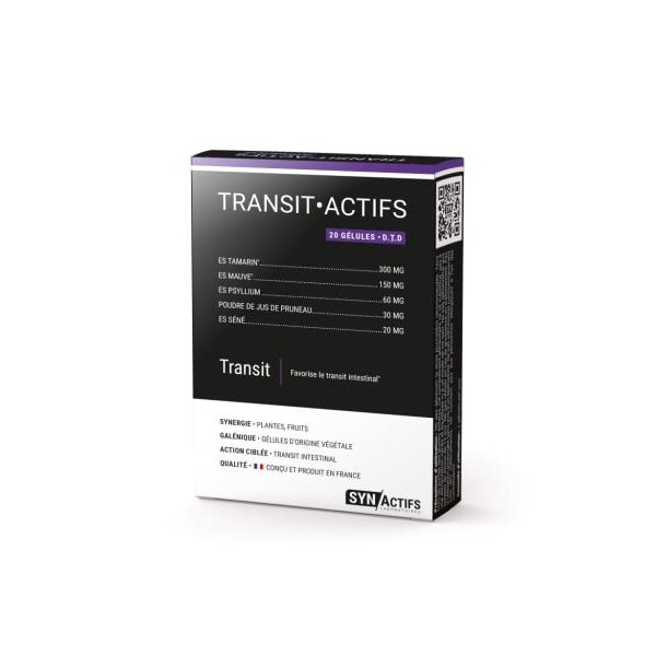 SYNActifs - LAXActifs - Complément alimentaire pour Améliorer le TRANSIT INTESTINAL - Rhubarbe Tamarin Psyllium Figue - Lot d