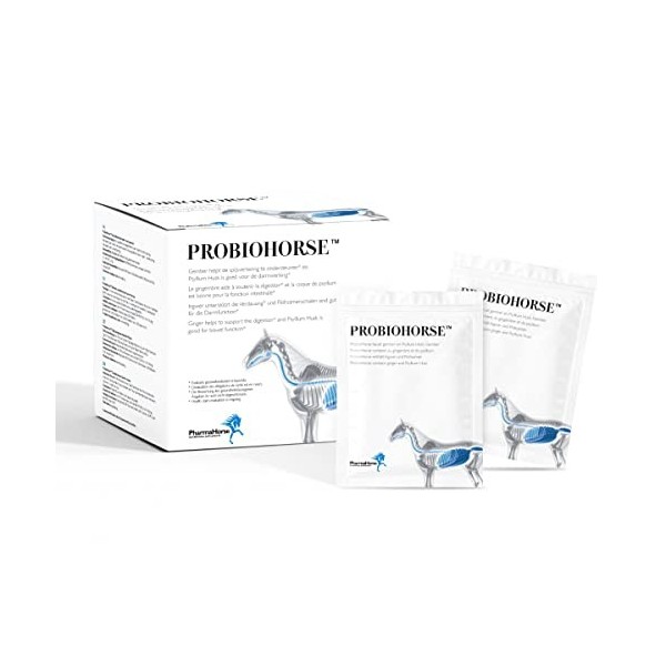 PharmaHorse ProbioHorse | Probiotiques Cheval | Passage intestinal & Aide la Digestion | avec Gingembre, Psyllium | sans sucr