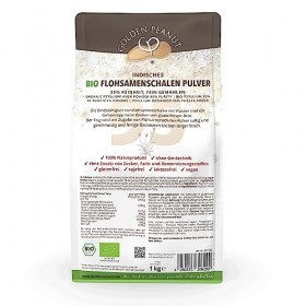 GOLDEN PEANUT Poudre de psyllium bio 95 % 1 kg, poudre de psyllium de qualité supérieure, finement moulue, sans additif, ingr