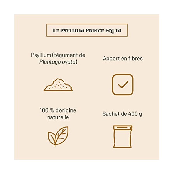 Prince Equin - PSYLLIUM Blond - Complément nutritionnel Cheval - Sachet 400 g - Apport en Fibres - Aide à réguler Le Transit 