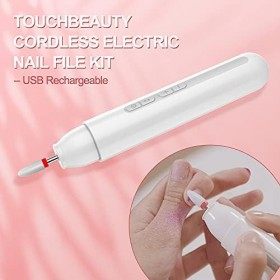 Lime a Ongle Electrique,TOUCHBeauty Ponceuse Ongles Professionnel Sans Fil pour Acrylique Gel Ongle,Manucure et Pédicure Kit 
