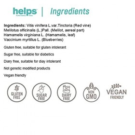 HELPS INFUSIONS - Infusion Vigne Rouge, meliloto, hamamélis et myrtille. Il améliore la circulation et réduit pénibilité. Hel