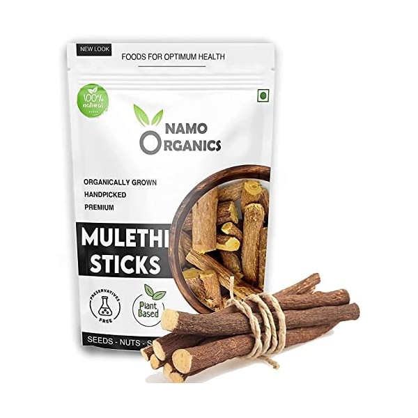 Verem Mulethi Stick pour manger - 100 g - Racines de réglisse bio pour la gorge