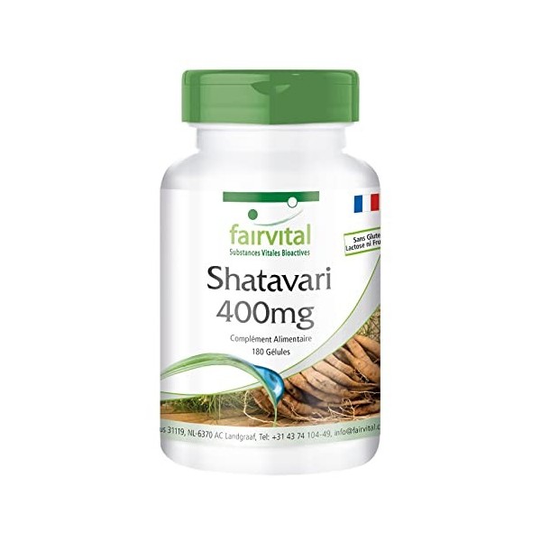 Fairvital | Shatavari 400mg - 180 gélules - Asparagus racemosus - Énergie Ayurveda pour la santé de la femme