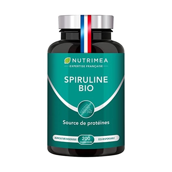 Spiruline BIO - Sans Excipients & OGM - 19% de Phycocyanine - Riche en Protéines, Fer & Antioxydants - Nutrimea - 540 Comprim