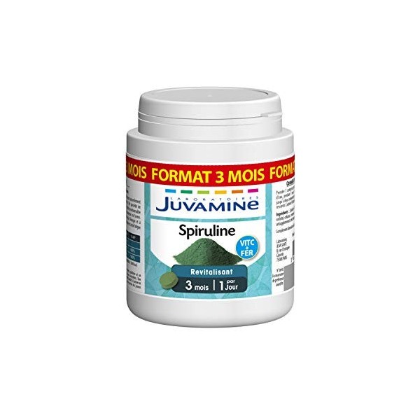 JUVAMINE - Revitalisant - Spiruline - Contient de la Vitamine C et du Fer - Maxi Format - 90 Comprimés