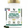 Spiruline et Chlorella BIO | 400 comprimés vegan de 500mg | 4500mg par jour | 17% Phycocyanine, Séchées à Froid | Détox, Anti