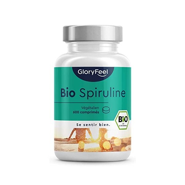 Spiruline Bio, 600 Comprimés, 26% Phycocyanine, 3000mg par Dose Quotidienne, Spiruline de lAlgue Pure Durable, Super Aliment