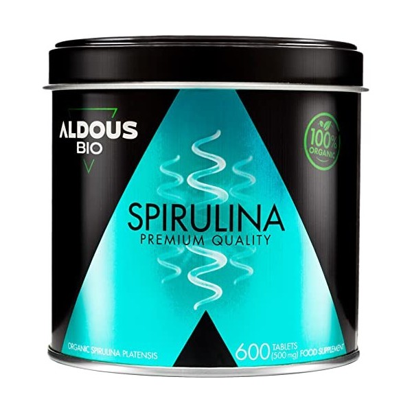 600 Comprimés de Spiruline BIO - 3000mg par dose | Sans Excipients ni OGM | Phycocyanine | Proteine Vegan - Vitamine B12, Fer