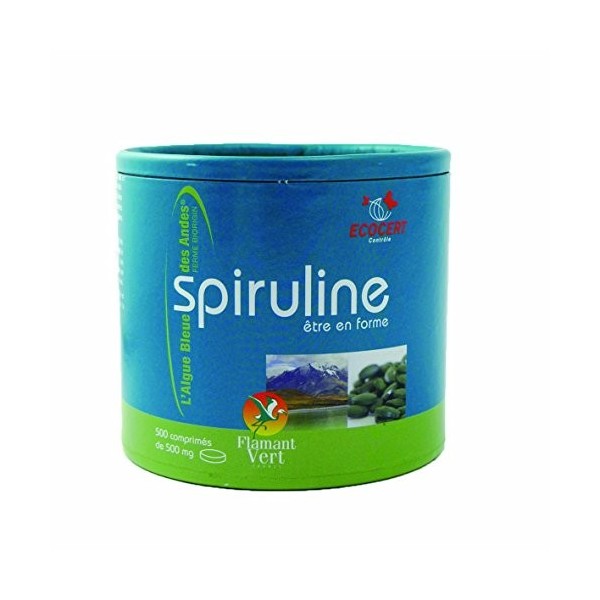 Flamant Vert Spiruline Algue Bleue des Andes 500 Comprimés de 500 mg