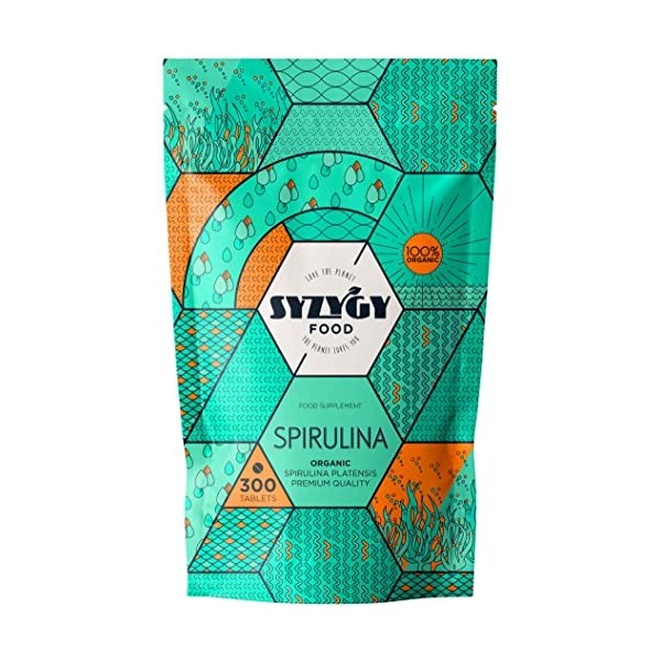 SYZYGY FOOD | Spiruline BIO | 300 Comprimés de 500mg de Spiruline Bio Poudre | Hautement Dosé | Proteine Vegetale, Proteine V