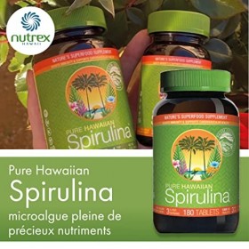 Nutrex Hawaii, Pure Hawaiian Spirulina, 1,000 mg, 180 Comprimés Végétaliens, Testés en Laboratoire, Sans Gluten, Sans Soja, V