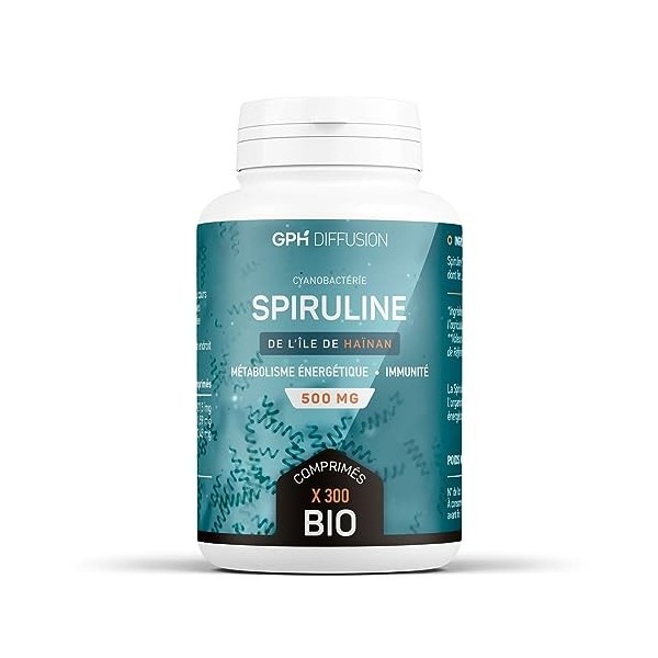 Spiruline/Spirulina Bio 500mg - 300 Comprimés - Métabolisme énergétique - Système immunitaire