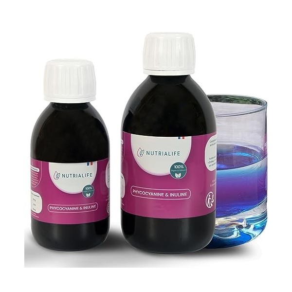 Spiruline Bleue Liquide Extrait Pure Phycocyanine 5000 mg/l + Inuline Booste Immunité + Performances Sportives antioxydant Ce