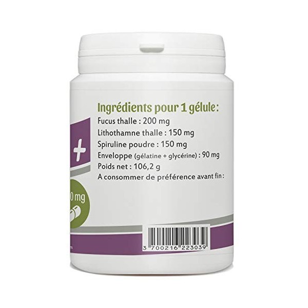 Fucus + 500mg - 180 gélules Fucus - Lithothamne - Spiruline 