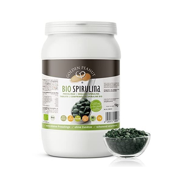 Spiruline bio Presse 1 kg Parois cellulaires cassées sans gluten Végétalien Qualité alimentaire crue