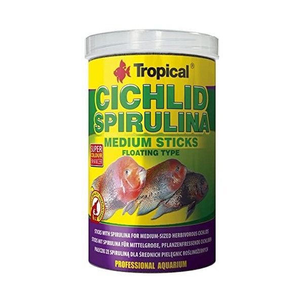 Cichlid SPIRULINA Medium Sticks 1000ml / 360g - Bâtonnets avec spiruline pour cichlidés herbivores de Taille Moyenne