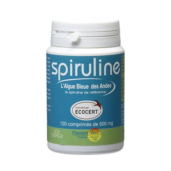 Flamant Vert Spiruline Algue Bleue des Andes 120 Comprimés de 500 mg