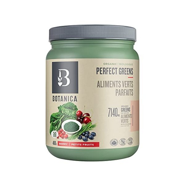 Botanica Organic Berry Perfect Greens Powder 50 Servings, 400 Grams – Vegan, Gluten-Free Superfood with Chlorella, Spirulin