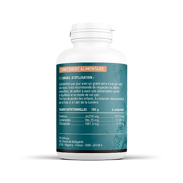 Spiruline/Spirulina Bio 500mg - 500 Comprimés - Métabolisme énergétique - Système immunitaire