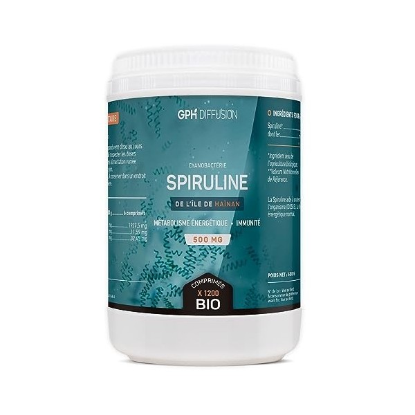 Spiruline/Spirulina Bio 500mg - 1200 Comprimés - Métabolisme énergétique - Système immunitaire