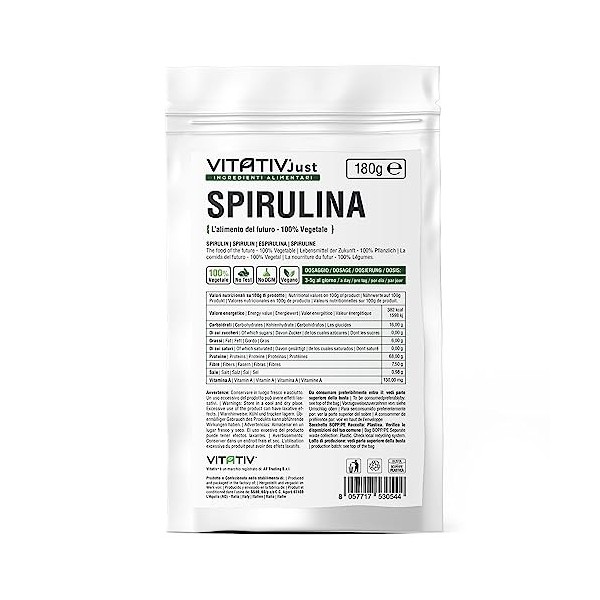 Algue Spiruline en poudre naturelle et pure. Idéal pour les boissons, les smoothies ou les recettes. Convient aux végétariens