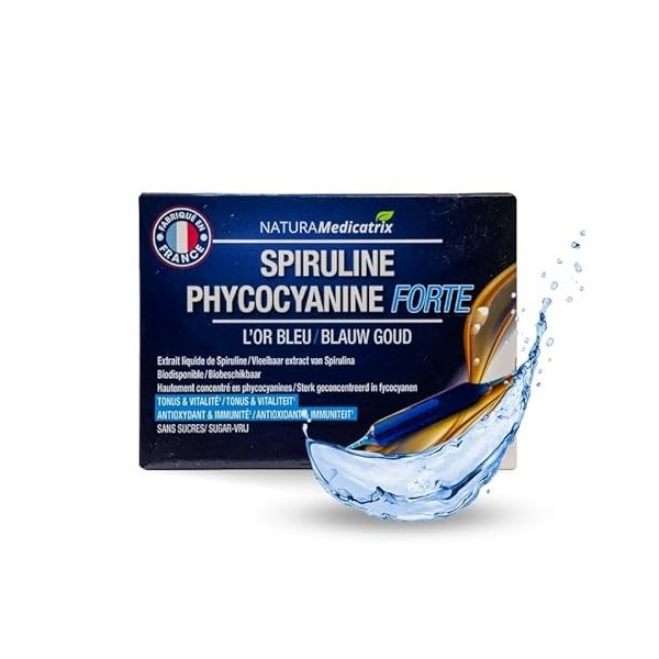 Spiruline Phycocyanine Forte - Antioxydant, Immunité & Tonus - Extrait liquide et biodisponible de Spiruline - Goût neutre