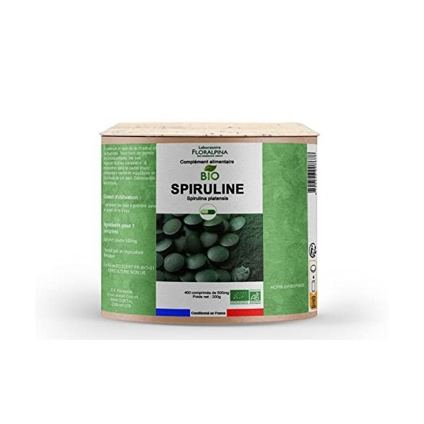 Spiruline BIO comprimés 500mg - lutter contre les fatigues passagères - excellente source de fer 400 comprimés 