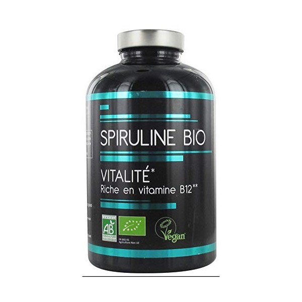 Spiruline BIO - 500 comprimés - VEGAN, BIO - NUTRIVIE - Fabriqué en France