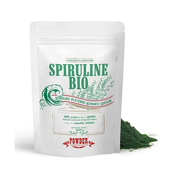 SPIRULINE BIOLOGIQUE EN POUDRE * POWDER Nothing But Plants® * 500g * Riche en Protéines