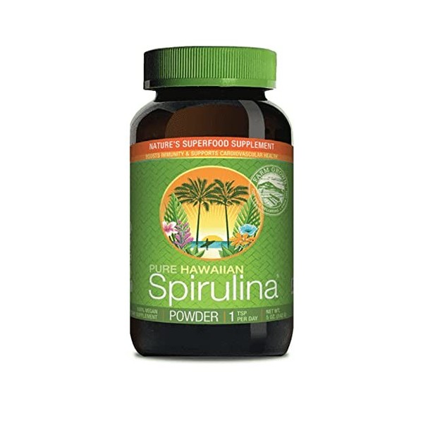 Nutrex Hawaii, Pure Hawaiian Spirulina, 142g Poudre végétalienne, Testé en Laboratoire, Sans Gluten, Sans Soja, Végétarien, S