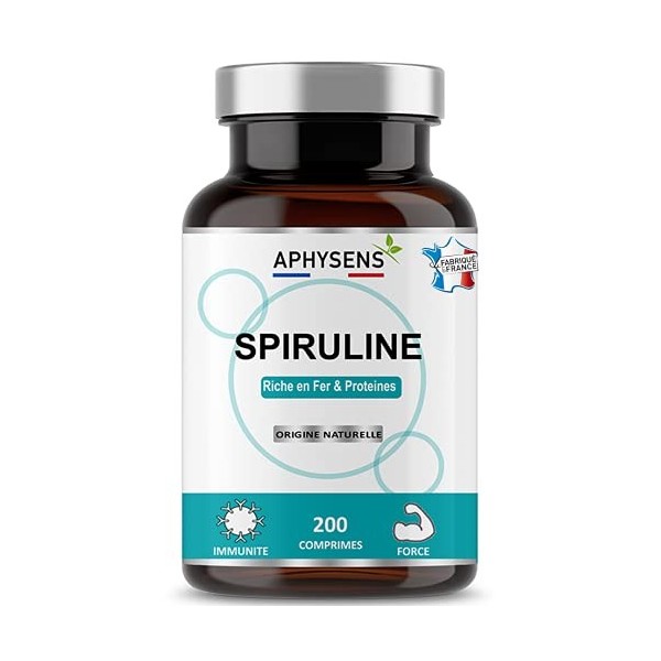 Spiruline Naturelle en Comprimés | 100% Pure Sans Additifs | Riche en Fer et Protéines | Phycocyanine à 17%, Minéraux et Vita