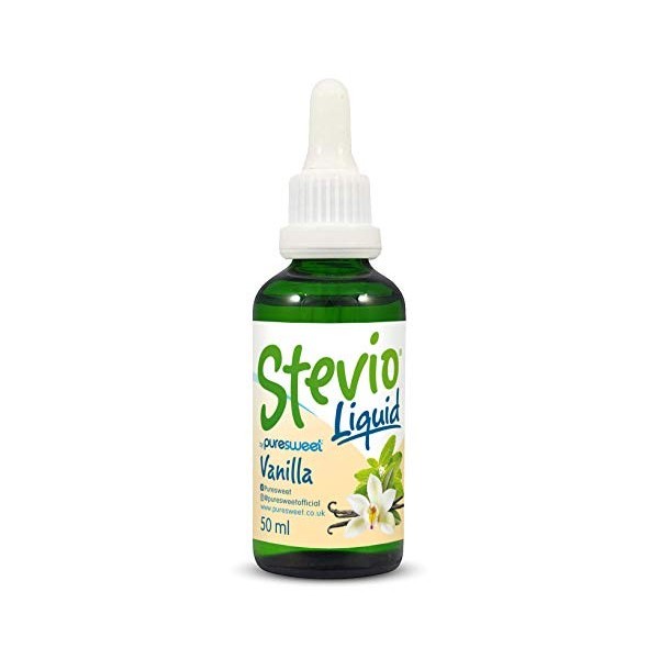 Stevio® Stevia Liquide Gouttes 50ml, Saveur Vanille, 100% Naturel