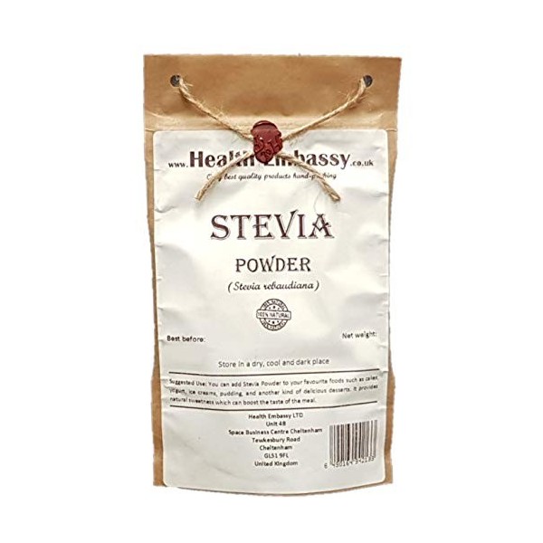 Health Embassy Stévia Poudre Stevia rebaudiana / Stevia Powder, 25g